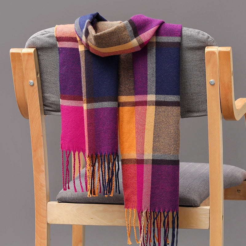 British Plaid Tassel Couple Parent-child Men’s Scarf Autumn And Winter Cashmere Plaid Scarf