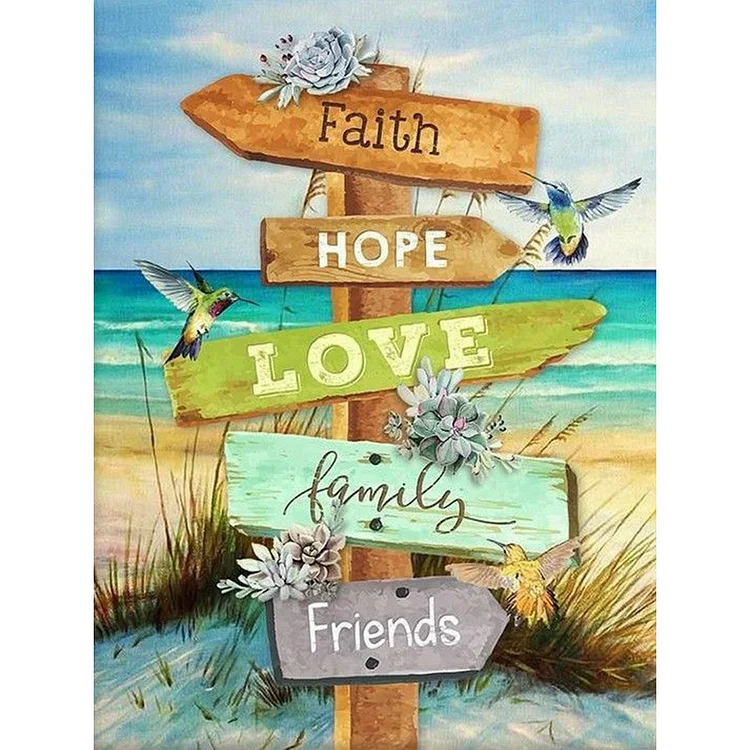 Beach Sign 30*40CM(Canvas) Full Round Drill Diamond Painting gbfke