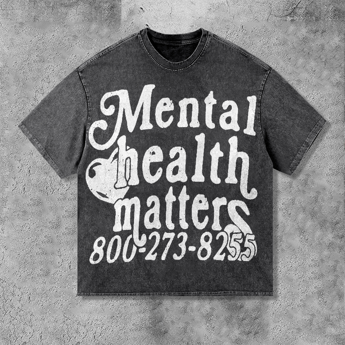Sopula Vintage Mental Health Matters Graphic Distressed Acid Wash T-Shirt - SOPULA