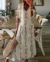 Holiday Maxi Dresses Casual Half Sleeve Summer Beach Sundress Hawaiian A Line Long Dress