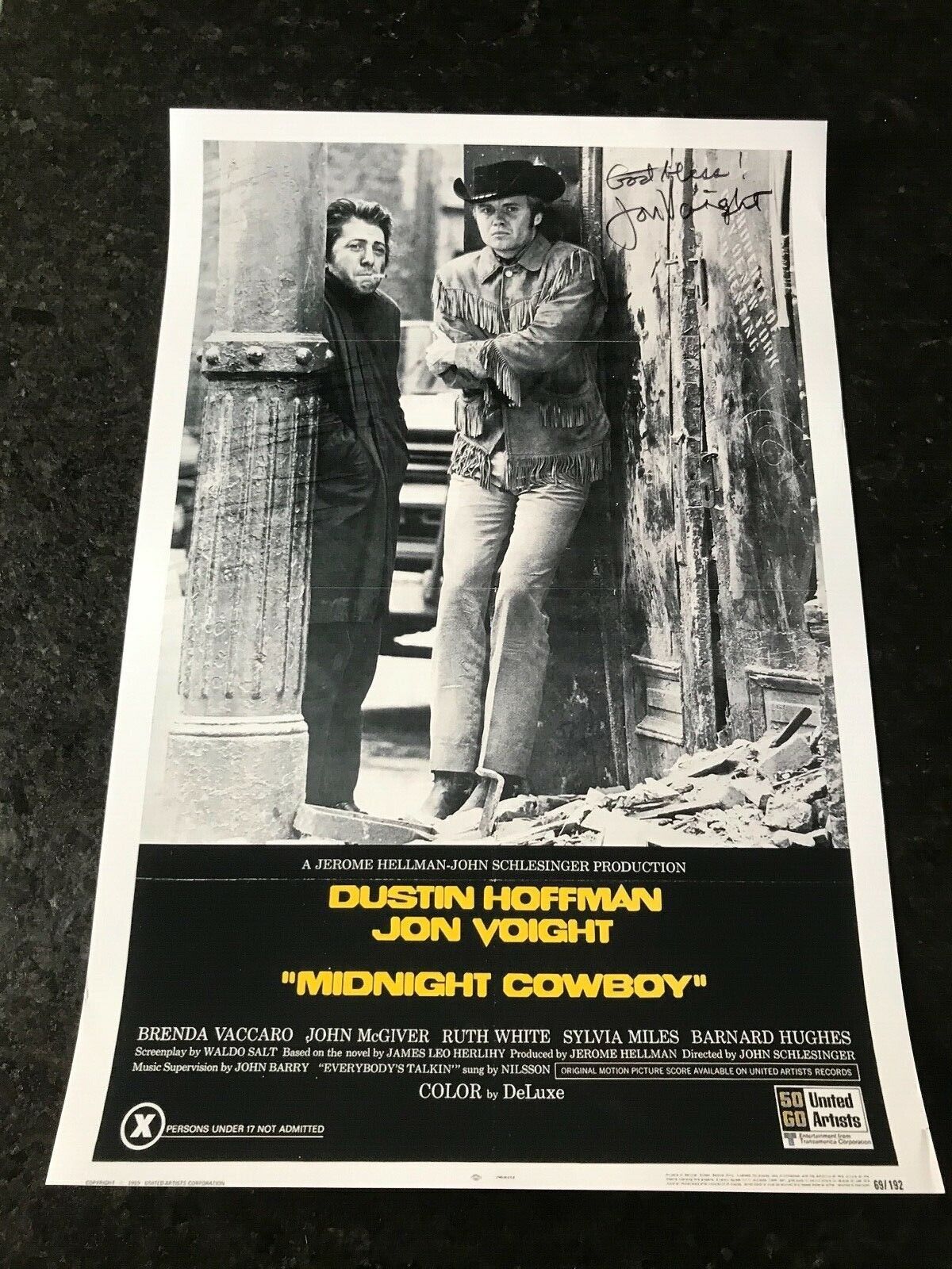 * JON VOIGHT * signed 12x18 poster * MIDNIGHT COWBOY * COA * 1