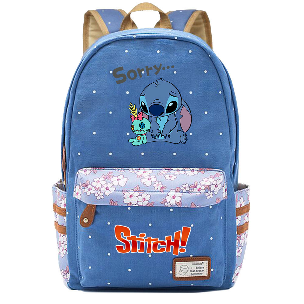 Stitch-Inspired School Backpack with Double Side Pockets | Cute and Stylish for Leisure Travel | Large Capacity-Mayoulove
