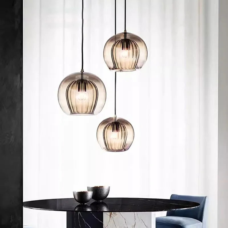Modern Glass Double Ball Shade Pendant Hanging Light