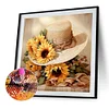 5D DIY Full Square Drill Diamond Painting Sunflower Hat Kit Home Decor 35x35cm (A)