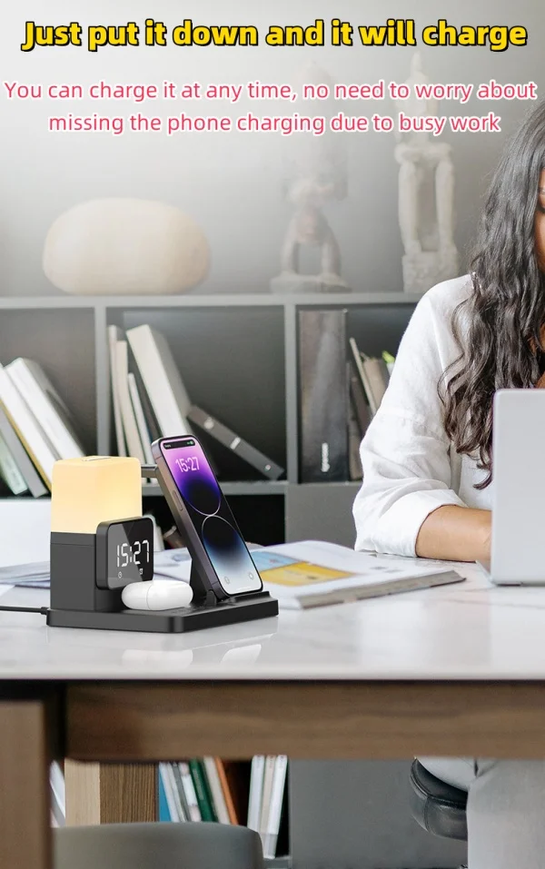 Desktop Folding Mobile Phone Holder Ambient Night Light Six-in-one Wireless Cord Charger