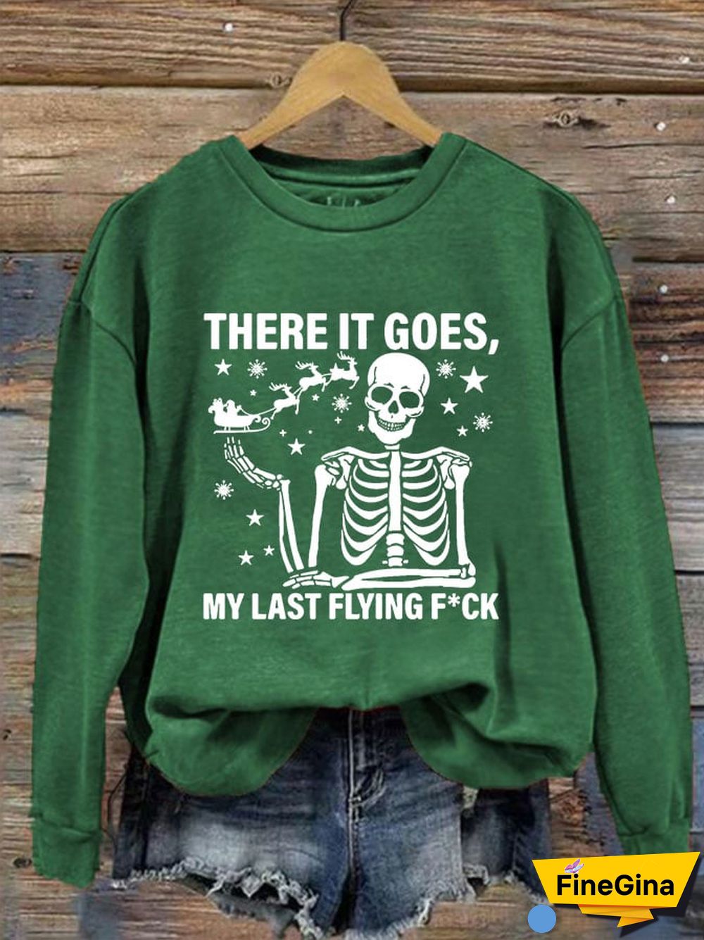 Women's Christmas There It Goes My Last Flying F*ck Print Crew Neck Sweatshirt