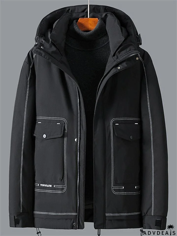 Men's Simple Style Oversize Hoodie Winter Coats