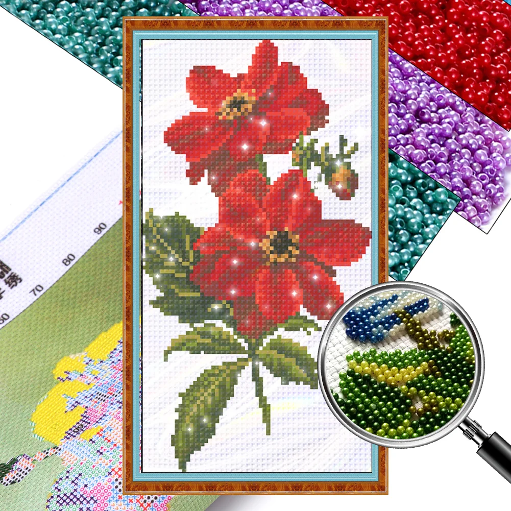 [Bead Embroidery] - 9CT Partial Stamped Cross Stitch - Flower (18*32CM)