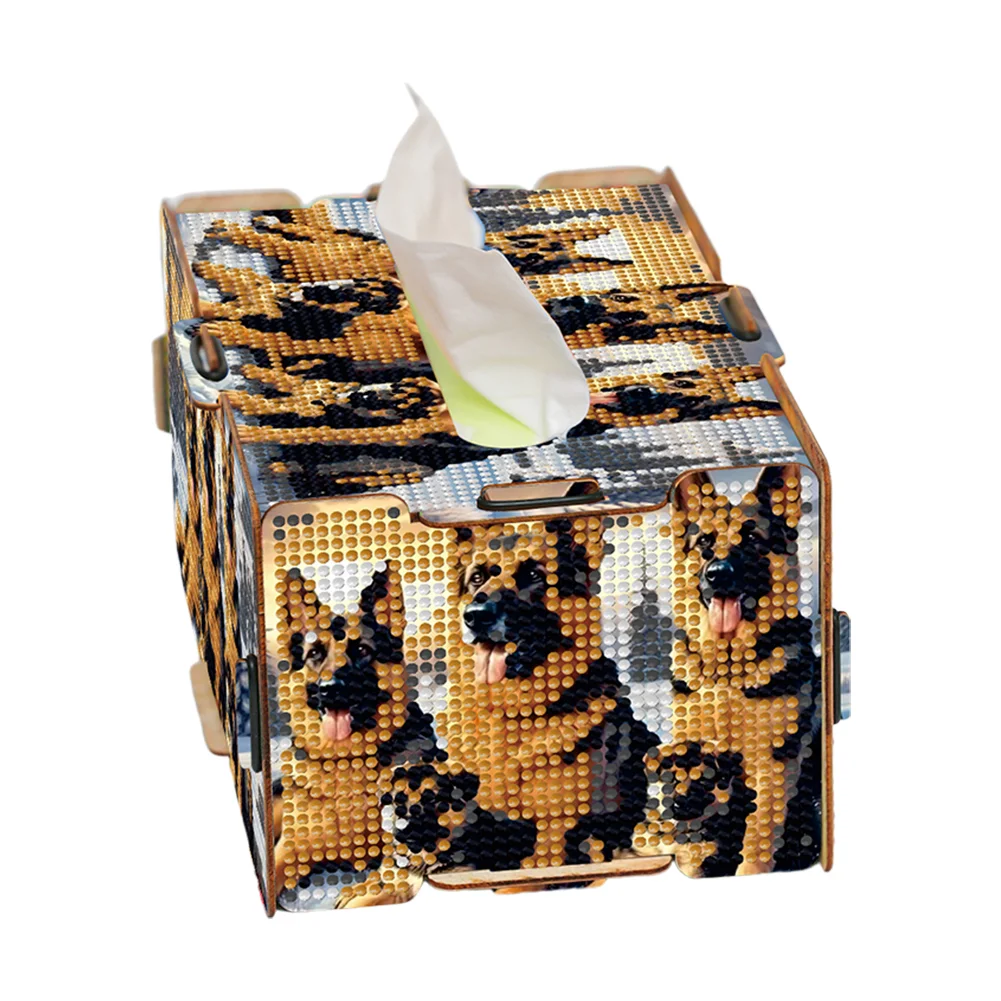 Diamond Painting Tissue Box Kits Decorative Rhinestone Craft Kit (Winter Hound)