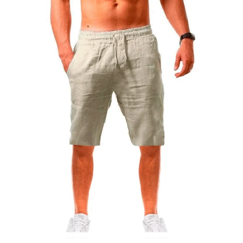 Inongge New Men's Cotton Linen Shorts Pants Male Summer Breathable Solid Color Linen Trousers Fitness Streetwear S-4XL