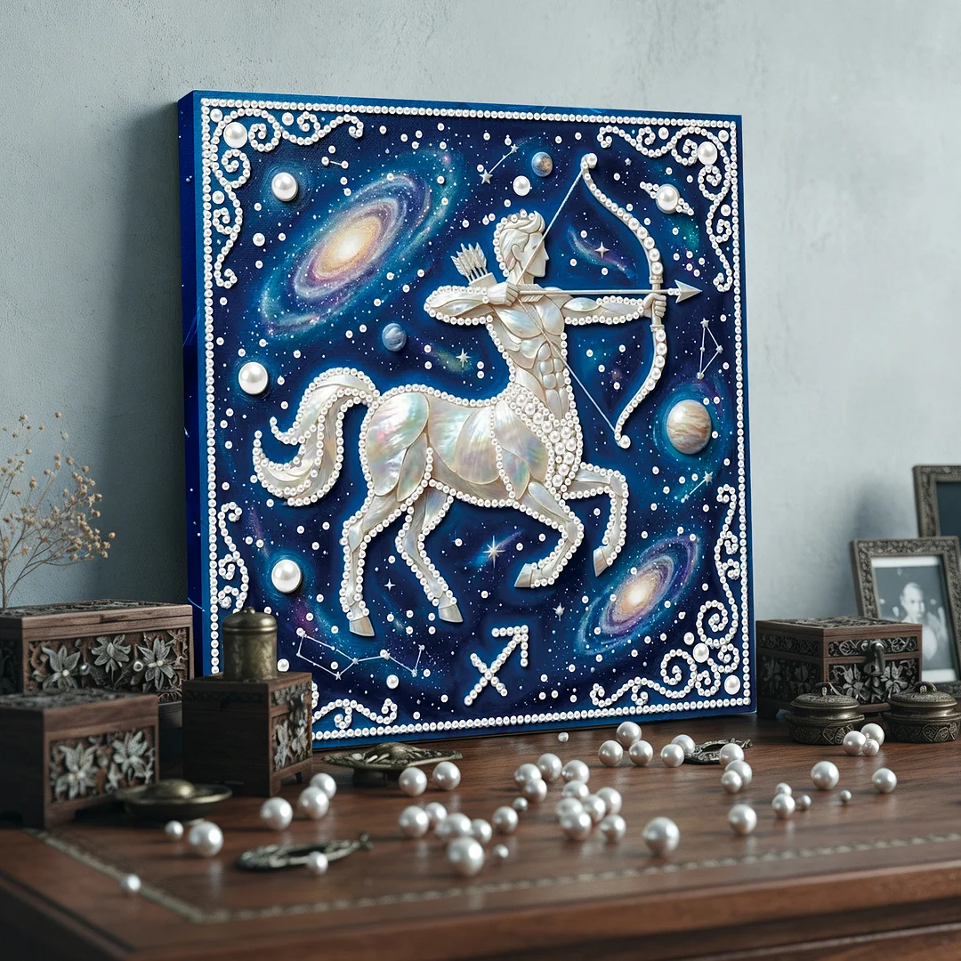Sagittarius - DIY Pearl Diamond Art Kit With Frame 25*25cm