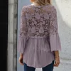 Gioiacombo&trade; Top a maniche lunghe in pizzo con scollo a V