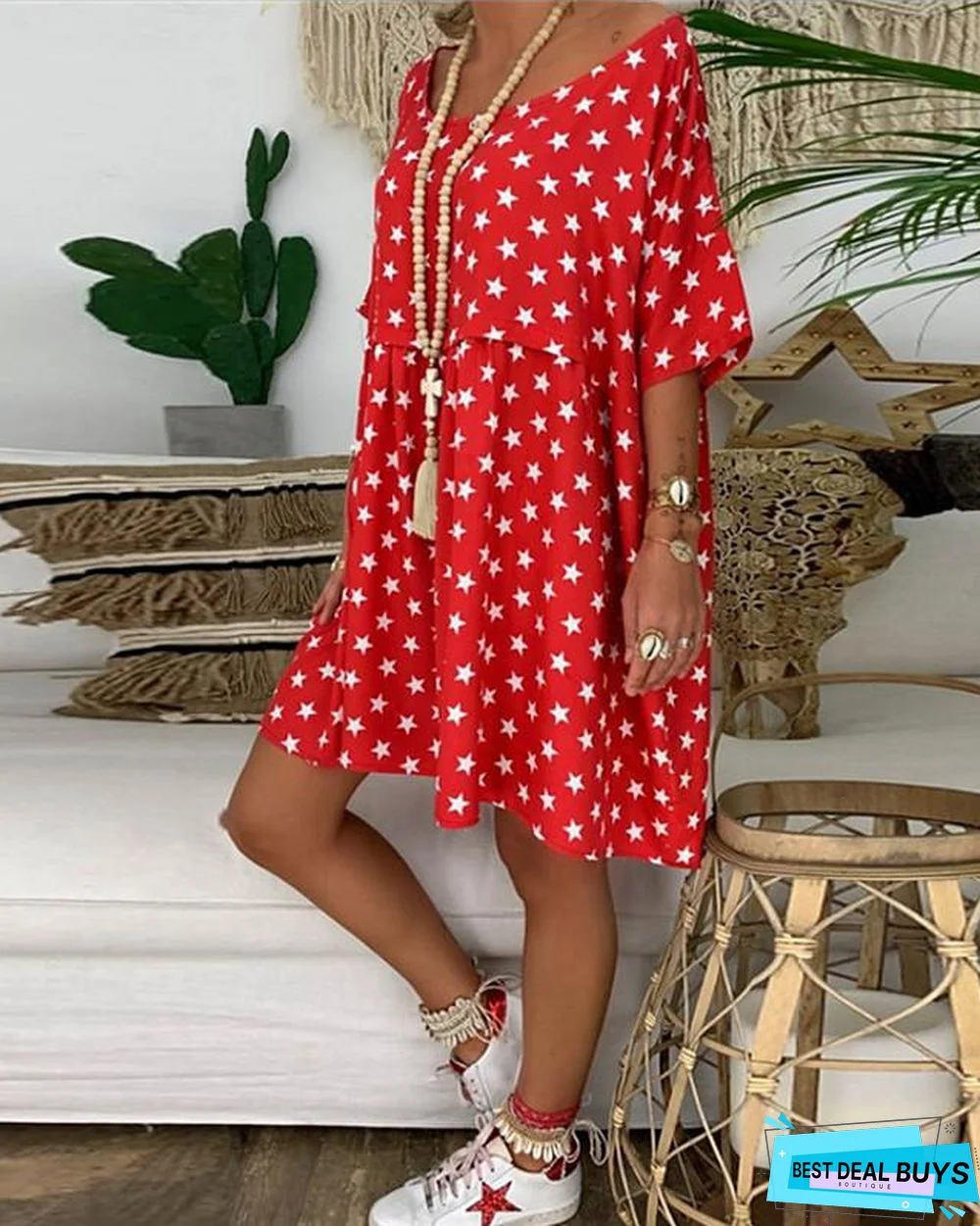 Women's A-Line Dress Knee Length Dress Half Sleeve Print Leopard Summer Casual Mumu Red Green Brown