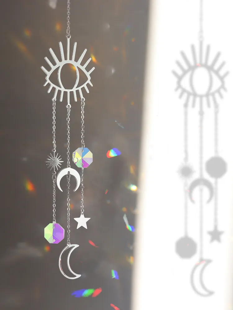 Wind Chime Crystal Light Catcher Butterfly Devil Eye Ornaments Home Decor