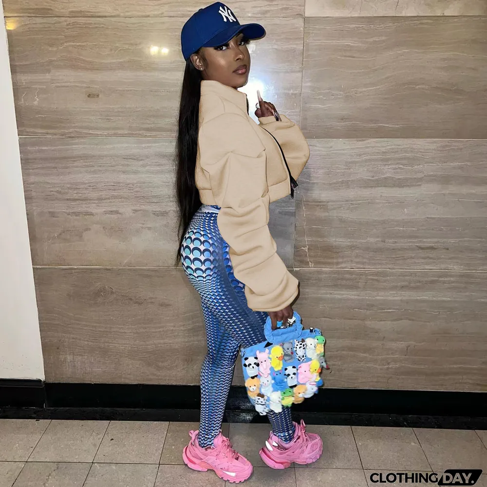 Casual Pile Sleeve Zipper Cardigan Coat