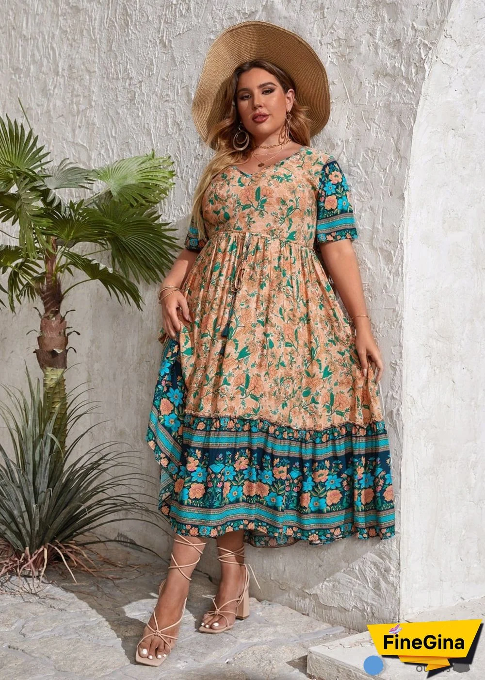 Boho Plus Size Bethany Maxi Dress - Blue For Women