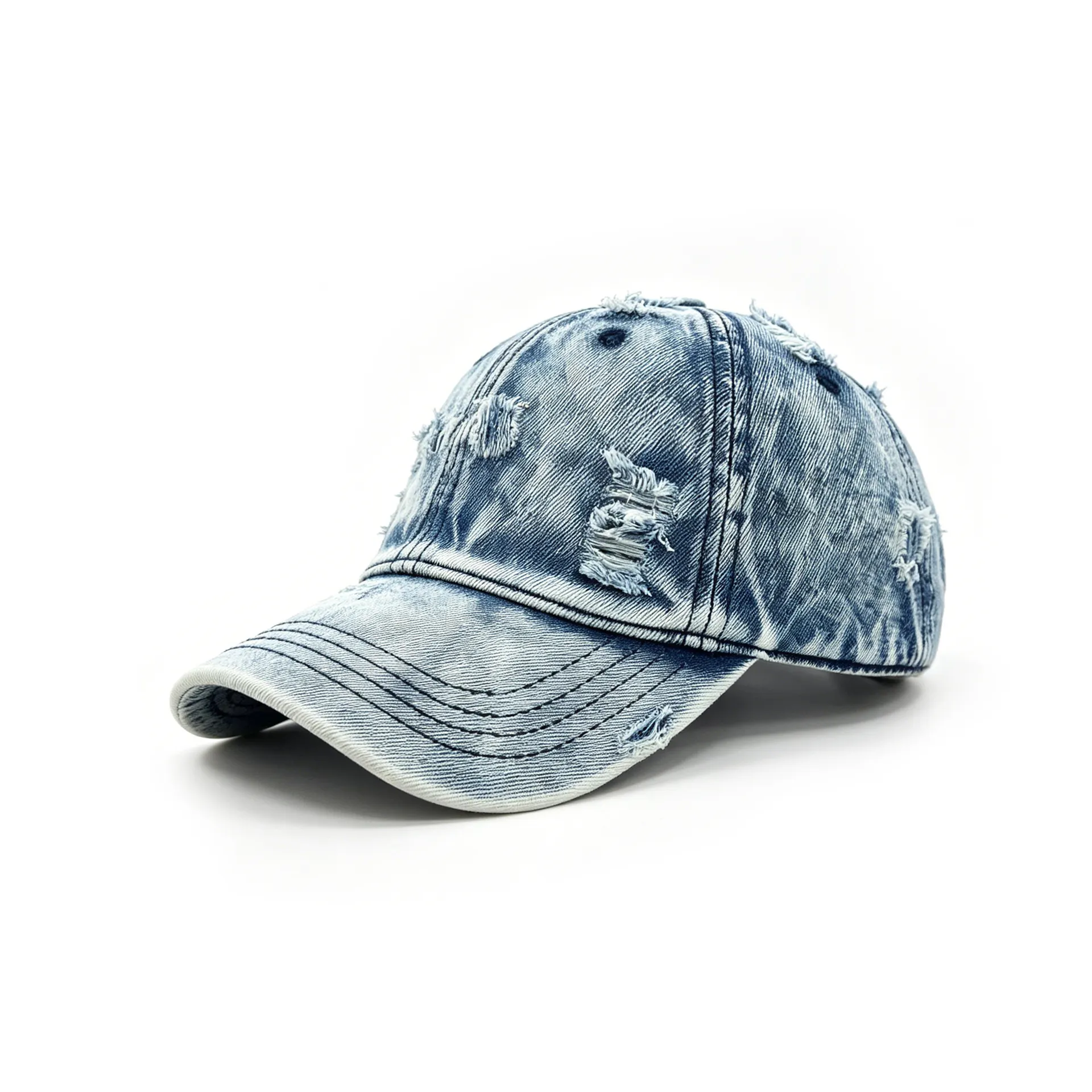 Women's Vintage Baseball Cap Distressed Ripped Denim Wash Destroyed Dad Hat | 168DEAL