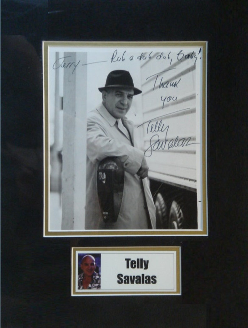 TELLY SAVALAS SIGNED Matted Photo Poster painting Plaque Kojak 11x 14 wcoa