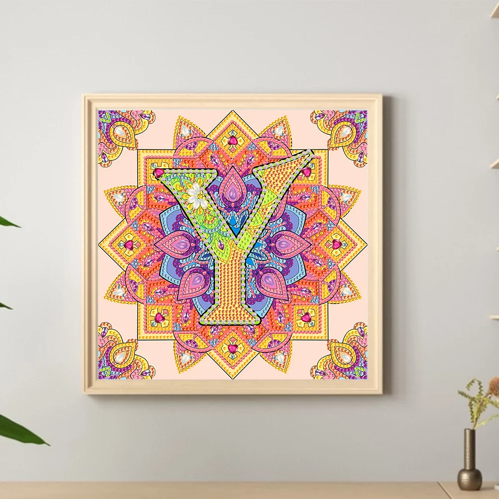Special Shape Diamond Painting 30*30cm - Y Letter Mandala