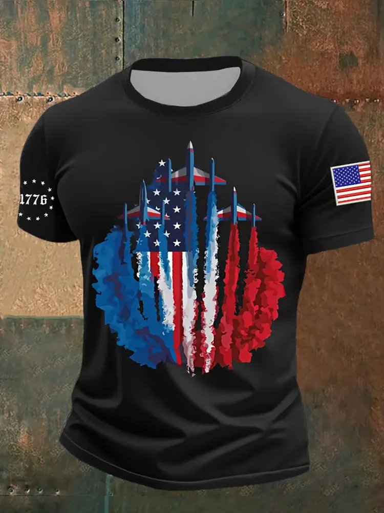 Men's Independence Day Flag Print T-shirt