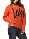 LOVE Print One Shoulder Pullover Sweatshirt