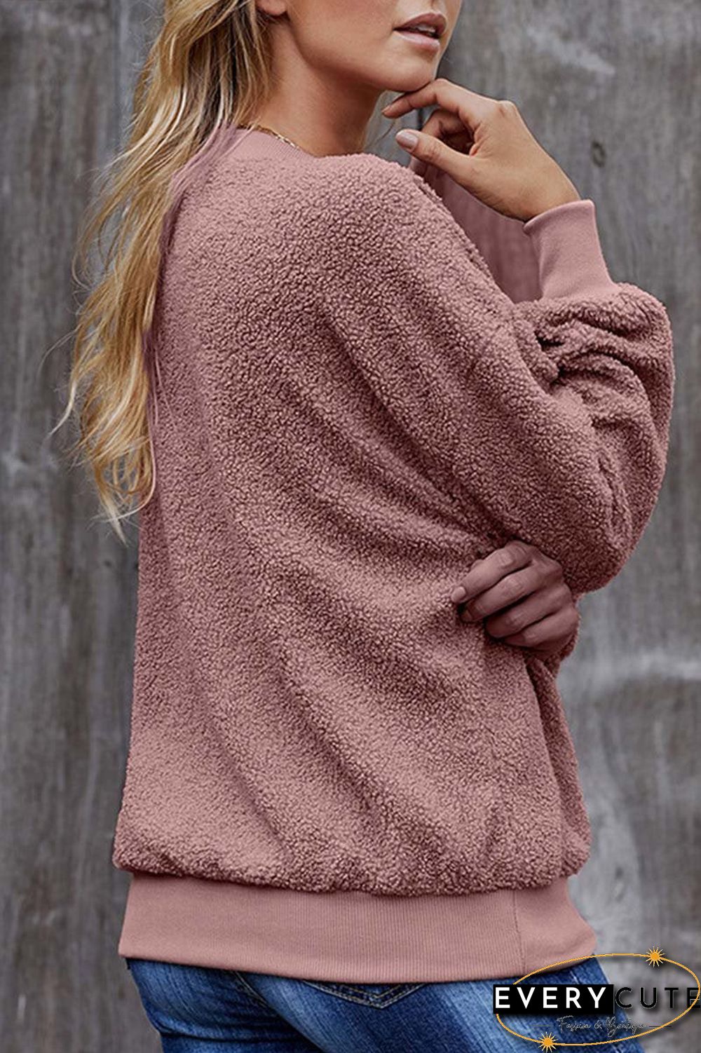 Teddy Plush Sweater Casual Tops