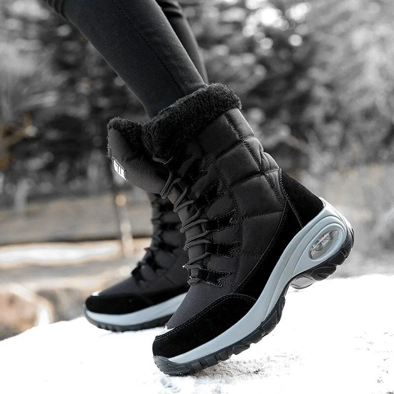 Womens Plus Size Boots Platform High Quality Keep Warm Flat Snow Boots Waterproof Comfortable Thicken Winter Shoes Women