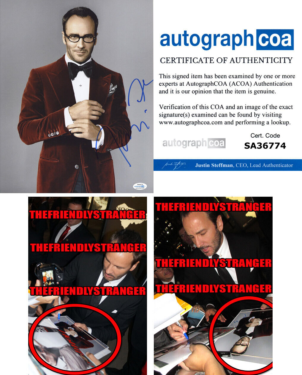 TOM FORD signed Autographed11X14 Photo Poster painting - EXACT PROOF - GUCCI Designer ACOA COA