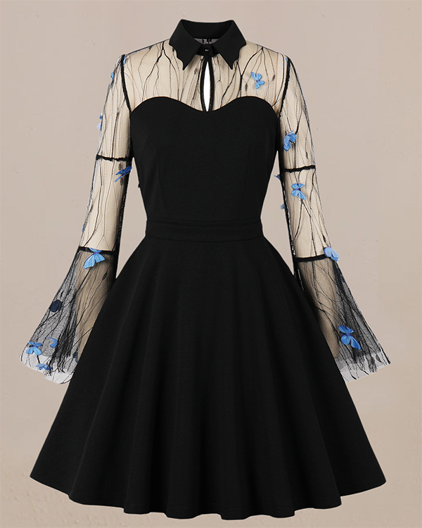 Embroidered Patchwork Retro Dress