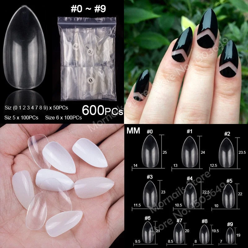 500 Pieces Of Ballerina Stiletto Coffin Rounded Square False Nail Tips Manicure Fake Nail Tips Long False Nails Short Nail Tips-Nail Inspo