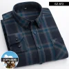 Pure cotton plaid casual square collar pocket long sleeve shirt