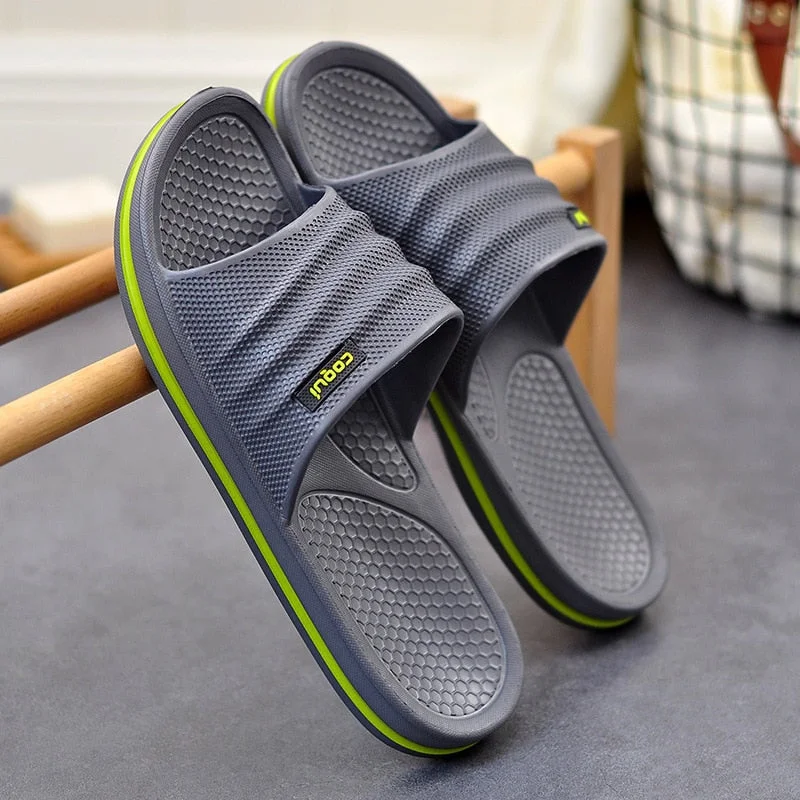 2021 Slippers for Women Floor Antiskid Summer Home Slippers Flat Bathing Indoor Stripe Slides Bathroom Non-slip Unisex Slippers