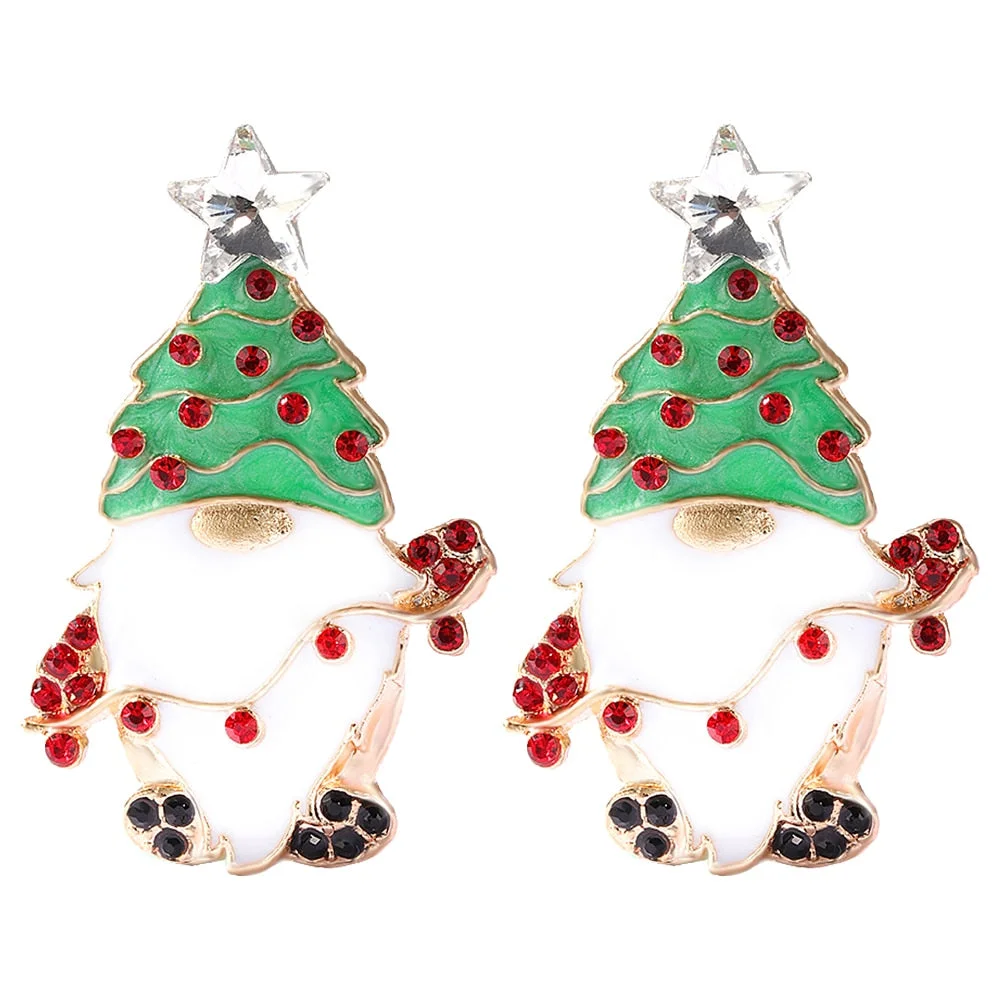 Dvacaman Sparkle Christmas Tree Candy Cane Gingerbread House Christmas Cactus Snowman Santa Drop Earrings For Women Cute Jewelry