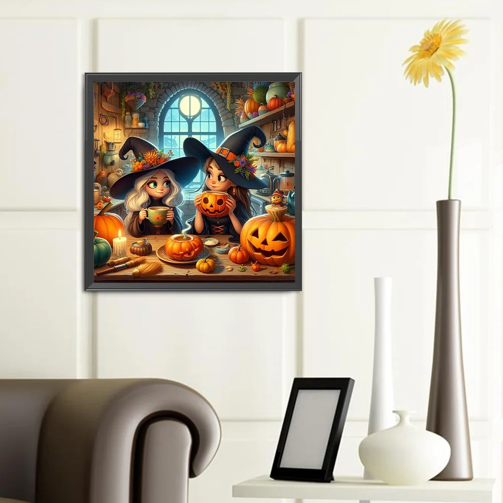 Diamond Painting - Full Round Drill - Halloween Witch Pumpkin(Canvas|40*40cm)
