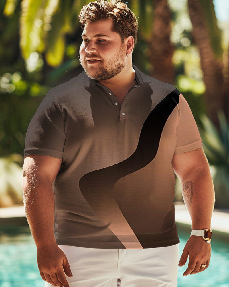 Minimalist Gradient Printed Oversized Men's Polo T-shirt