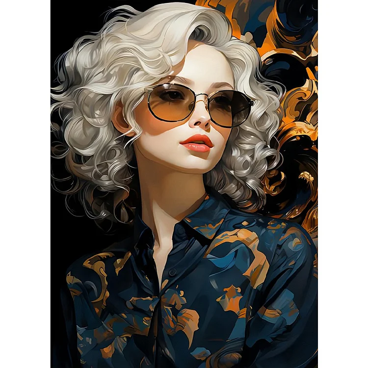 Wavy Hair Girl 40*55CM(Canvas) Full Round Drill Diamond Painting gbfke