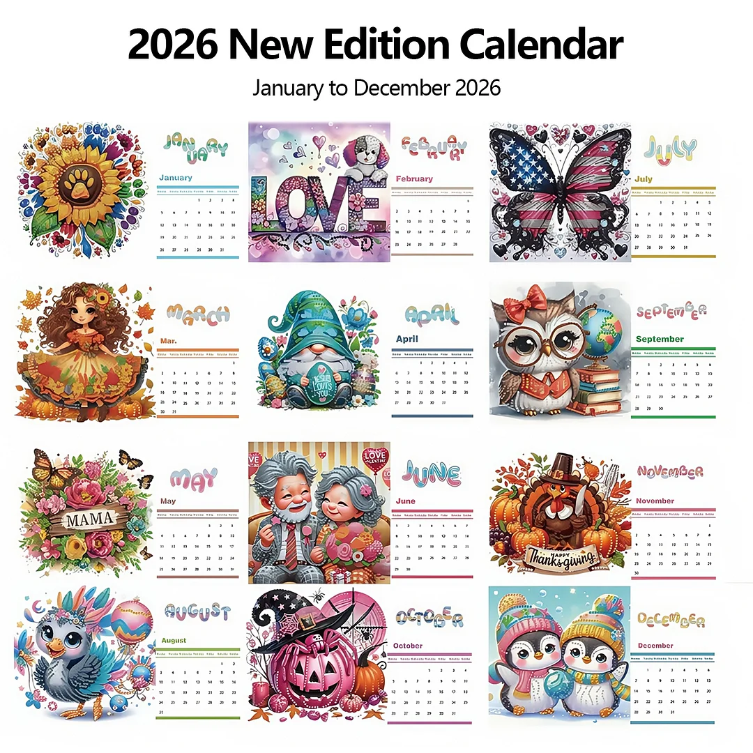 5D/DIY Calendar Crystal Painting Desk Calendars Kit Diamond Decorations Calendar