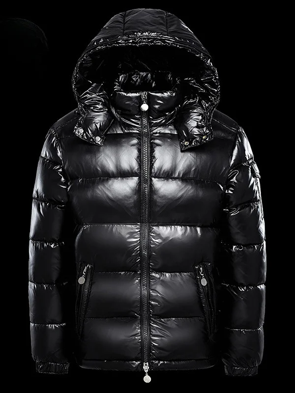 Casual Simple Shiny Hooded Puffer Solid Jacket