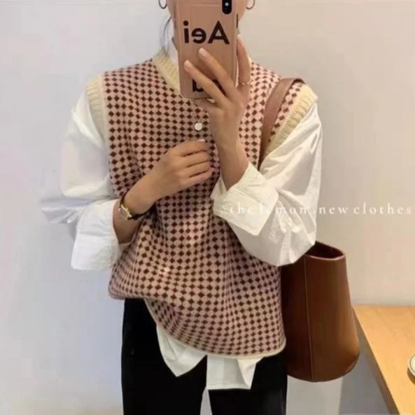 Uveng Uveng And Autumn 2024 New Chiffon Sleeve Temperament Splicing Knitted Sweater Loose Sexy Lanky Sleeve Top Woman