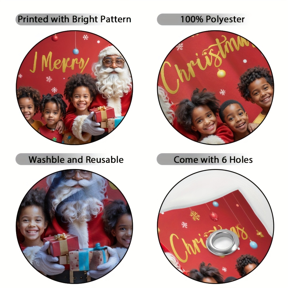 Tegooe Large African American Santa Kids Garage Door Banner Festive OutdoorIndoor Christmas Backdrop