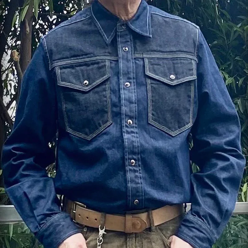 Vintage 6OZ Herringbone Twill Color Block 2 Pocket Shirt