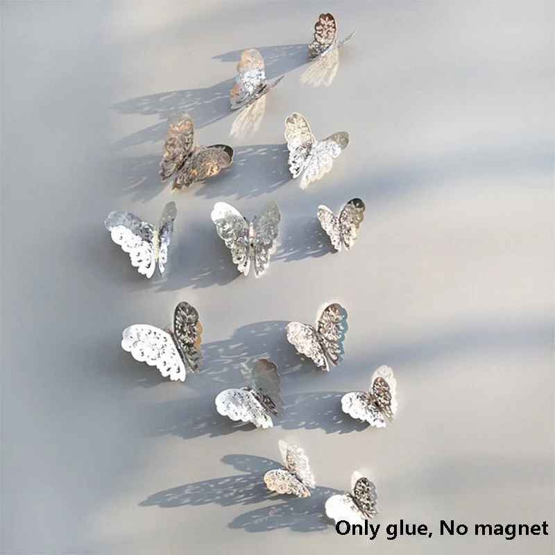 12Pcs 3D Double Layer Butterfly Wall Sticker on The Wall for Home Decor DIY Butterflies Fridge Magnet Stickers Room Decoration