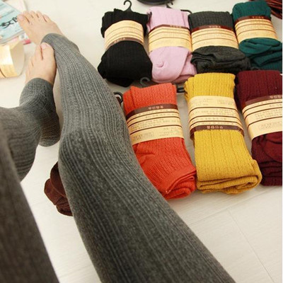 Ootddress Autumn Winter Women's Skinny Slim Stretch Knitted Leggings Solid High Waist Ribbed Warm Pants Sexy Trousers 2025Fashion