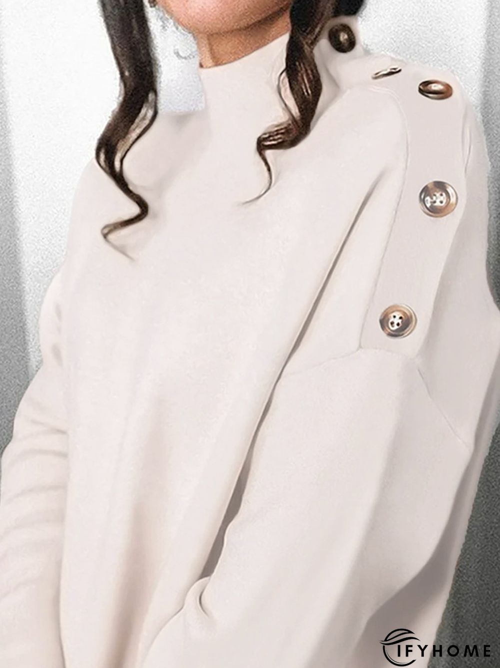 Casual Buttoned Half Turtleneck Loose T-Shirt | IFYHOME