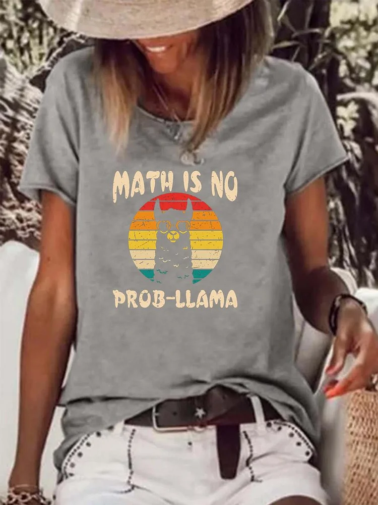 Math Is No Prob Llama Raw Hem Tee