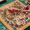 (20x20cm)Forest Xmas Critters DIY Pearl Painting Art With Inner Wooden Framed Kit