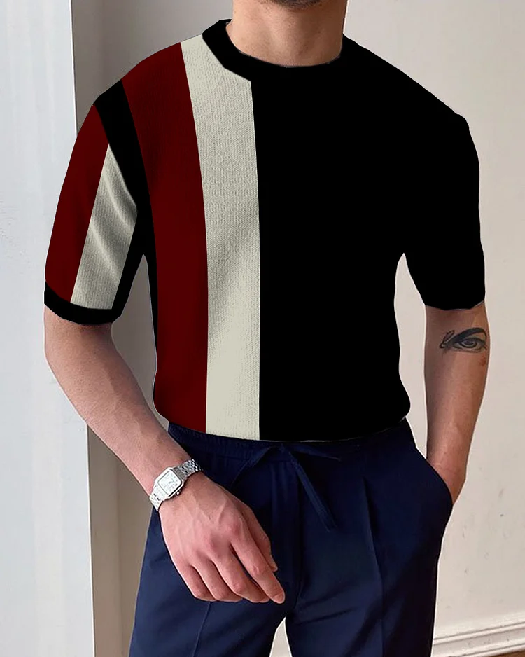 Men's round neck knitted T-shirt c8ef