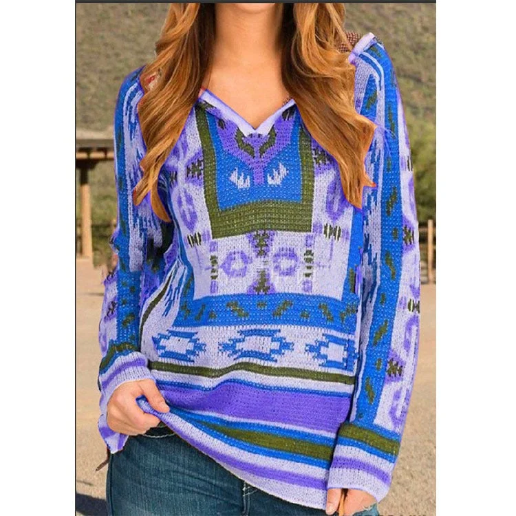 Women's Ethnic Style Hooded Sweater