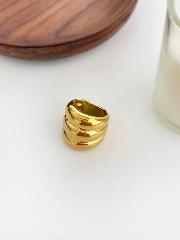 Nordic Style Exaggerated Color Block 316 Stainless Steel  18K Gold Plated Irregular Rings