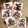 (US Only)6PCS DIY Halloween Cat Diamond Art Greeting Cards for Halloween and Holidays